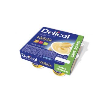 Delical cr&egrave;me dessert sans sucre vanille - 4 pots de 200g
