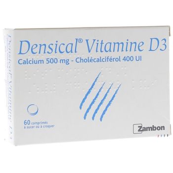 Densical Vitamine D3 500mg/400 U.I comprim&eacute; &agrave; sucer ou &agrave; croquer - bo&icirc;te de 60 comprim&eacute;s