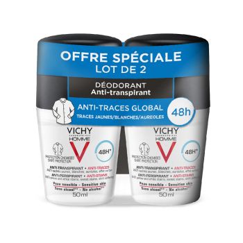 D&eacute;odorant homme anti-transpirant anti-traces global Vichy - lot de 2 flacons de 50 ml