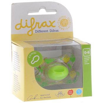 Sucette combi avec anneau 0-6 mois Difrax - 1 sucette