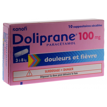 Doliprane 100mg suppositoire s&eacute;cable - bo&icirc;te de 10 suppositoires