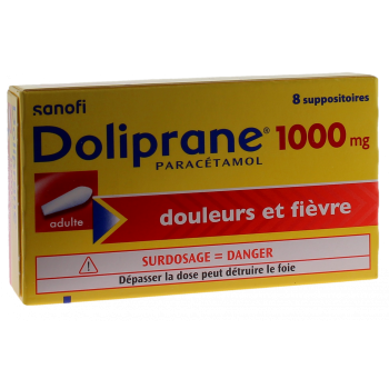 Doliprane 1000mg suppositoire - bo&icirc;te de 8 suppositoires