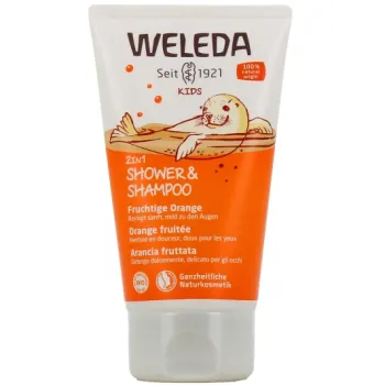 Douche & Shampooing 2-en-1 Orange fruit&eacute;e Weleda kids - tube de 150 ml