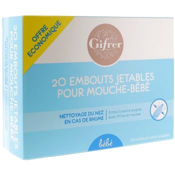 Embouts jetables pour mouche-b&eacute;b&eacute; Gifrer - boite de 20 embouts