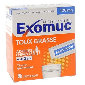 Exomuc 200mg granul&eacute;s pour solution buvable - 24 sachets