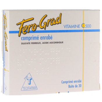 Fero-grad Vitamine C 500 comprim&eacute; enrob&eacute; - bo&icirc;te de 30 comprim&eacute;s