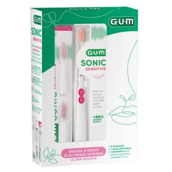 Sonic sensitive brosse &agrave; dents &eacute;lectrique sonique ultra-souple Gum - 4 produits 