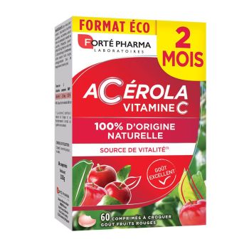 Ac&eacute;rola go&ucirc;t fruits rouges Fort&eacute; pharma &eacute;nergie - boite de 60 comprim&eacute;s &agrave; croquer