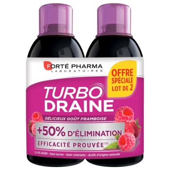 Turbodraine go&ucirc;t framboise Fort&eacute; Pharma - lot de 2 flacons de 500 ml