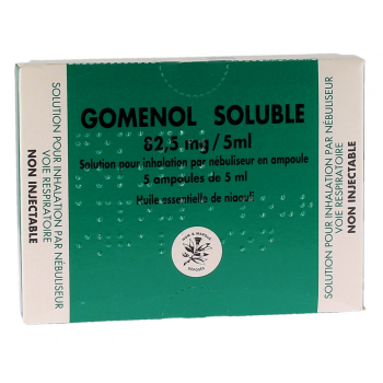 Gomenol soluble 82,5mg/5ml solution pour a&eacute;rosol en ampoule - bo&icirc;te de 5 ampoules