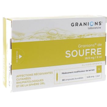 Granions de soufre 19,5mg - Bo&icirc;te de 30 ampoules de 2ml