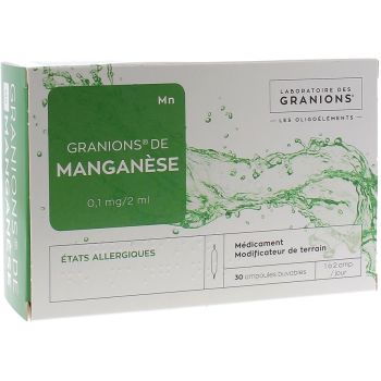 Granions de mangan&egrave;se 0,1mg - Bo&icirc;te de 30  ampoules de 2ml