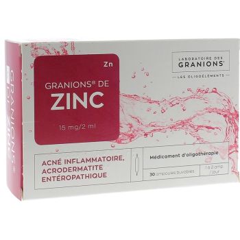 Granions de zinc 15mg/2ml solution buvable en ampoule - bo&icirc;te de 30 ampoules