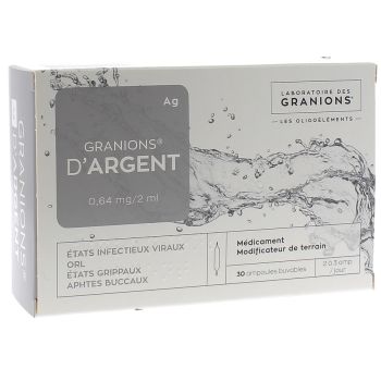 Granions d'argent 0,64mg - Bo&icirc;te de 30 ampoules de 2ml