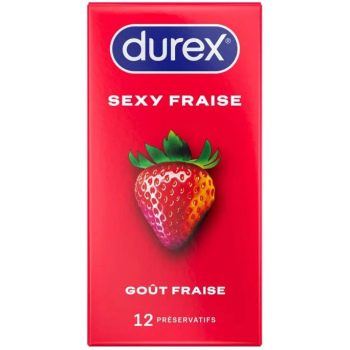 Pr&eacute;servatifs Sexy fraise Durex - bo&icirc;te de 10 pr&eacute;servatifs