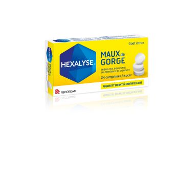 Hexalyse maux de gorge go&ucirc;t citron comprim&eacute; - 24 comprim&eacute;s &agrave; sucer