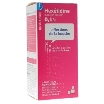 Hex&eacute;tidine Biogaran conseil 0,1% - flacon de 200 ml