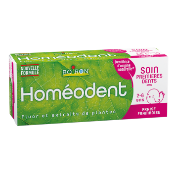 Hom&eacute;odent soin premi&egrave;res dents 2-6 ans gel fraise framboise Boiron - tube de 50 ml