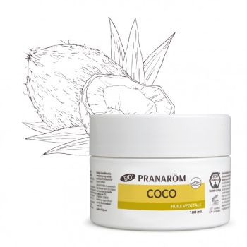 Huile V&eacute;g&eacute;tale Coco Bio Pranarom - pot de 100 ml