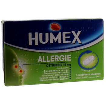 Humex allergie C&eacute;tirizine 10mg - 7 comprim&eacute;s pellicul&eacute;s s&eacute;cables