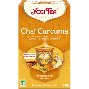 Infusion Cha&iuml; Curcuma bio Yogi Tea - boite de 17 sachets