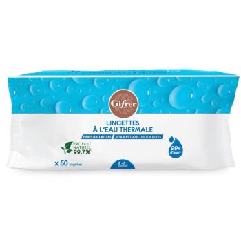 Lingettes &agrave; l'eau thermale Gifrer - paquet de 60 lingettes