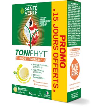 Toniphyt boost go&ucirc;t citron vert menthe Sant&eacute; verte - 30 comprim&eacute;s effervescents + 15 gratuits