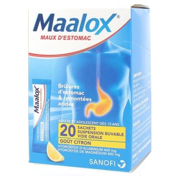 Maalox citron maux d'estomac - bo&icirc;te de 20 sachets-doses