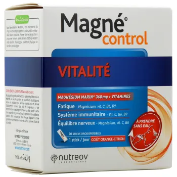 Magn&eacute; control vitalit&eacute; Nutreov - boite de 20 sticks