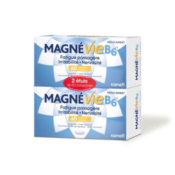 Magn&eacute;vie B6 100mg/10mg - Lot de 2x60 comprim&eacute;s pellicul&eacute;s