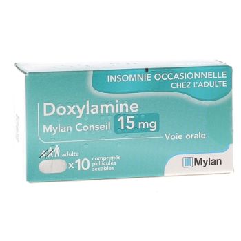 Doxylamine 15 mg Mylan comprim&eacute; pellicul&eacute; s&eacute;cable - boite de 10 comprim&eacute;s