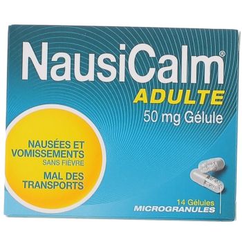 Nausicalm D&egrave;s 15 ans; Adultes 50mg g&eacute;lule - bo&icirc;te de 14 g&eacute;lules