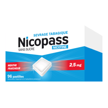 Nicopass menthe fraicheur 2,5mg - boite de 96 pastilles