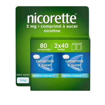 Nicorette 2 mg menthe intense comprim&eacute; &agrave; sucer - 2 boites de 40 comprim&eacute;s