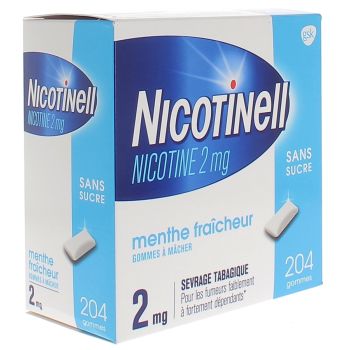Nicotinell menthe fraicheur 2mg sans sucre gomme &agrave; m&acirc;cher - boite de 204 gommes