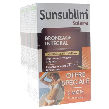 Sunsublim bronzage int&eacute;gral Nutreov - lot de 3 boites de 30 capsules