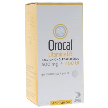 Orocal Vitamine D3 500mg/400 U.I - 180 comprim&eacute;s &agrave; sucer