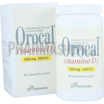 Orocal Vitamine D3 500mg/200 U.I - 60 comprim&eacute;s &agrave; sucer