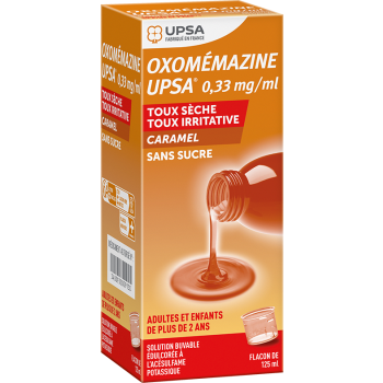 Oxom&eacute;mazine 0,33 mg/ml sans sucre ar&ocirc;me caramel UPSA - flacon de 125 ml
