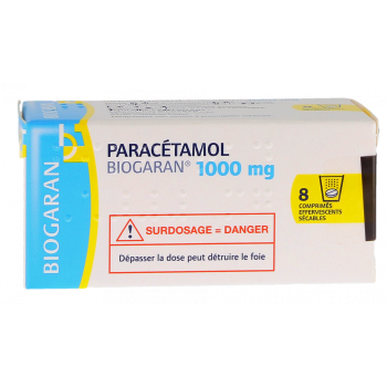 Parac&eacute;tamol Biogaran 1g - 8 comprim&eacute;s effervescents s&eacute;cables