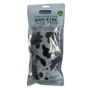 Chaussettes bien-&ecirc;tre vache noire et blanche SanoSoin &ndash; une paire de chaussettes