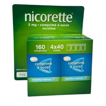 Nicorette 2 mg menthe intense comprim&eacute; &agrave; sucer - 4 boites de 40 comprim&eacute;s