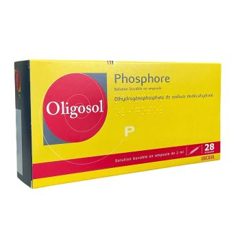 Phosphore dihydrog&eacute;nophosphate de sodium dod&eacute;cahydrat&eacute; solution buvable en ampoule Oligosol - 28 ampoules de 2ml