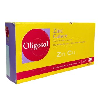 Oligosol zinc cuivre solution buvable en ampoule - 28 ampoules de 2ml