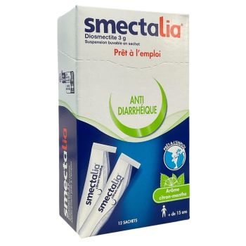 Smectalia 3g suspension buvable go&ucirc;t citron menthe en sachet - boite de 12 sachets