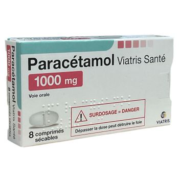 Parac&eacute;tamol 1000mg Viatris - boite de 8 comprim&eacute;s s&eacute;cables