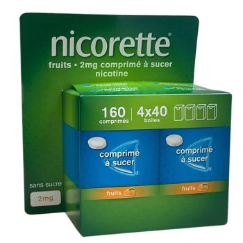 Nicorette 2mg fruits comprimé à sucer - lot de 4 boite de 40 comprimés