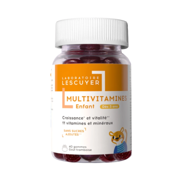 Multivitamines enfant go&ucirc;t framboise Lescuyer - pot de 40 gommes