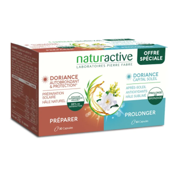Doriance autobronzant et capital soleil Naturactive - une boite de 30 capsules et une boite de 60 capsules 