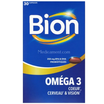 Bion 3 Om&eacute;ga 3 coeur cerveau vision - boite de 30 capsules 